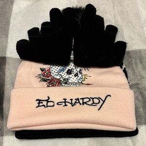 Ed Hardy 2 Pack Beanie and Gloves Set
